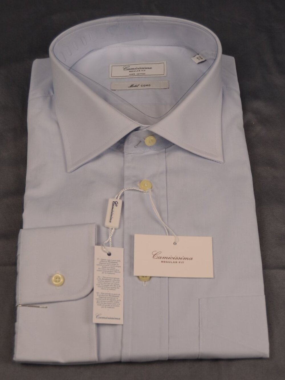 Camicissima Milano "Como" 100% Cotton Dress Shirt -- Light Blue -- 18.5 NWT